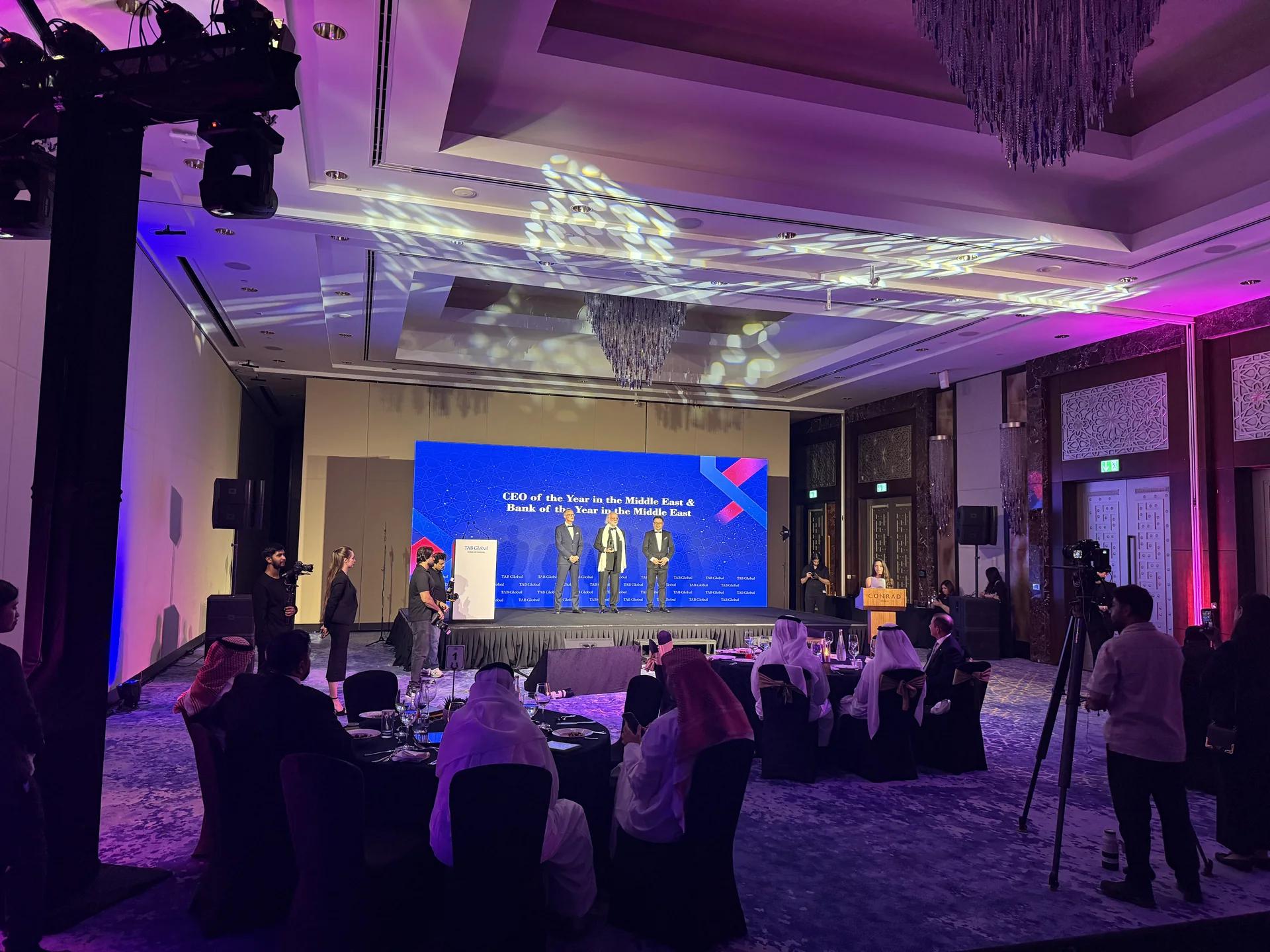 Awards and gala environment with an LED stage, camera position and room lighting